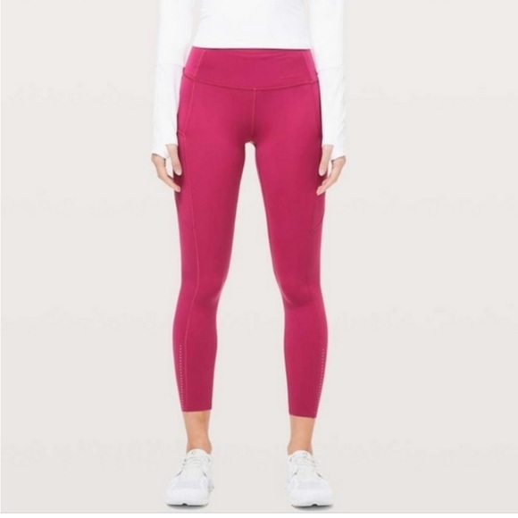 Lululemon Fast and Free Tights Pink‎ Size 2 EUC - Picture 1 of 7